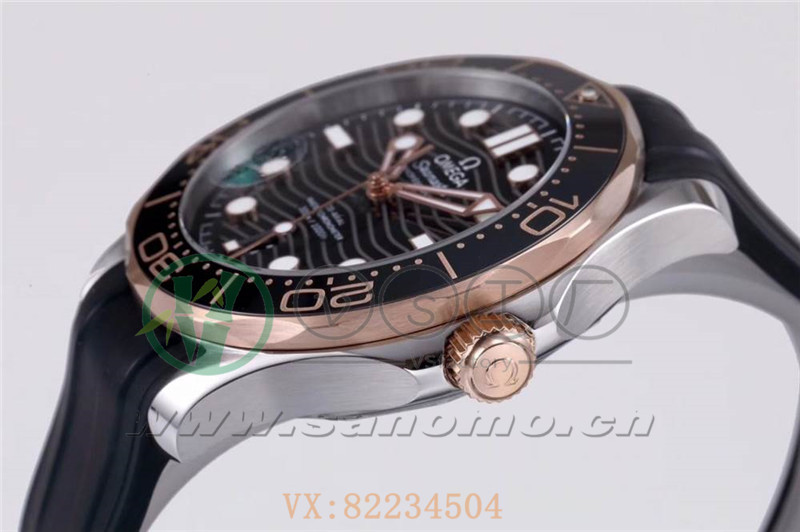 VS廠歐米茄海馬300間玫瑰金黑盤做工評測