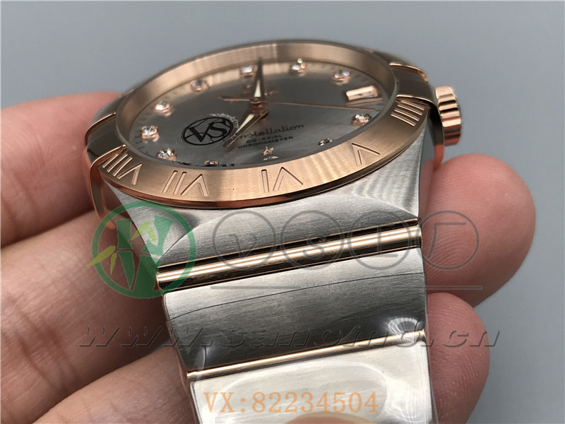 VS廠歐米茄星座38mm間玫白面鉆釘產品展示