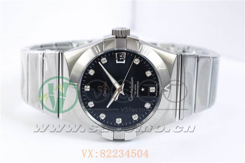 VS廠歐米茄星座38mm黑面鉆釘產品展示