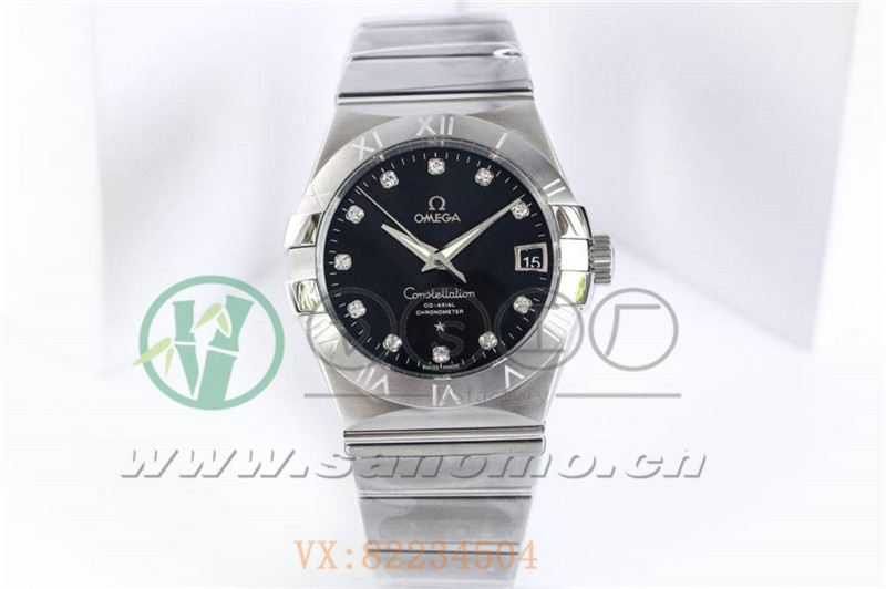 VS廠歐米茄星座38mm黑面鉆釘產品展示