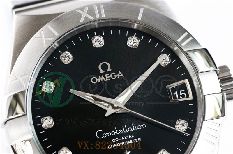 VS廠歐米茄星座38mm黑面鉆釘產品展示