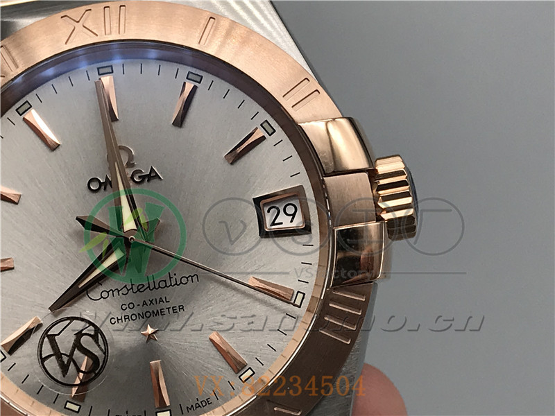 VS廠歐米茄星座38mm間玫白面條釘產品展示