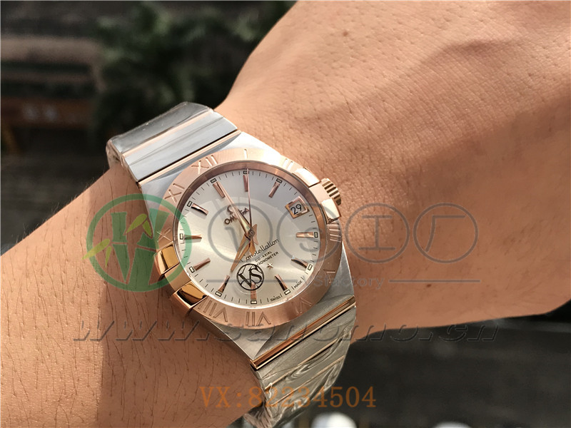 VS廠歐米茄星座38mm間玫白面條釘產品展示