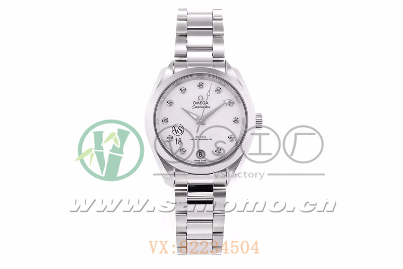 VS廠歐米茄海馬150女士腕表珍珠白貝盤產品展示