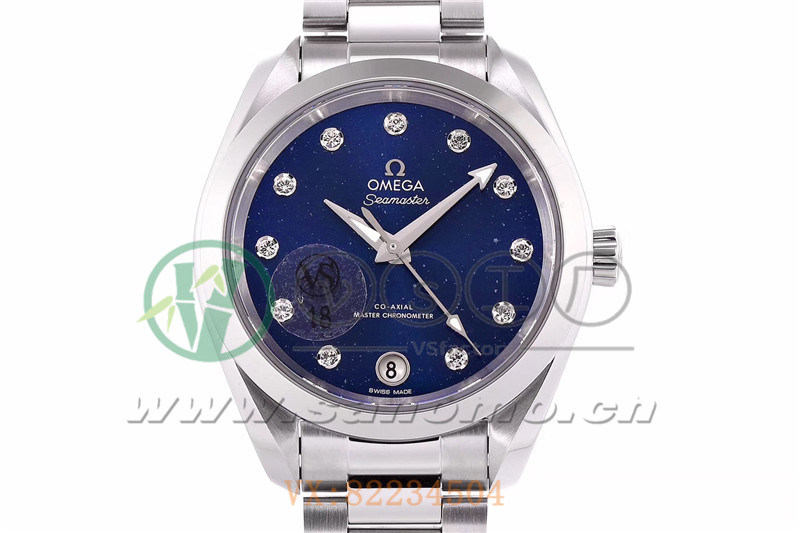 VS廠歐米茄海馬150女士腕表珍珠藍貝盤產品展示