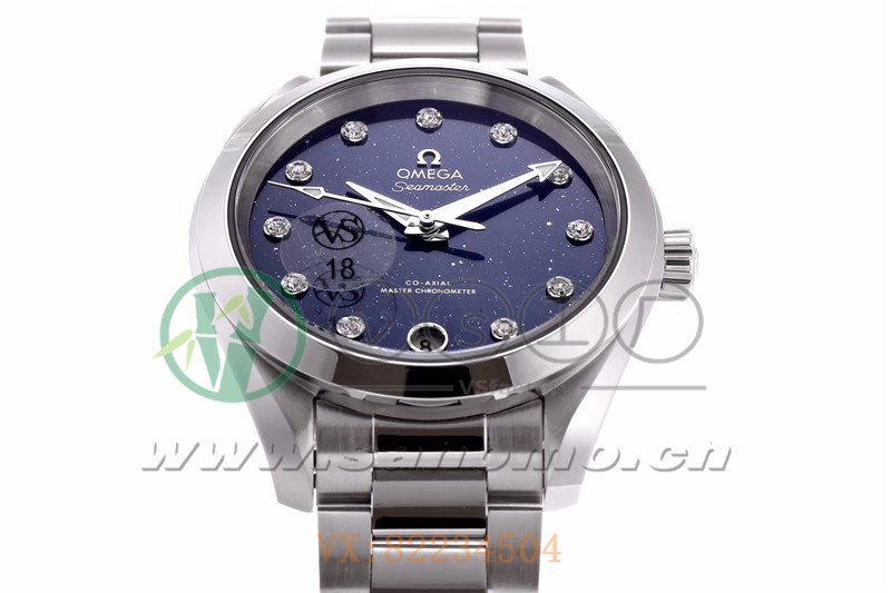 VS廠歐米茄海馬150女士腕表珍珠藍貝盤產品展示