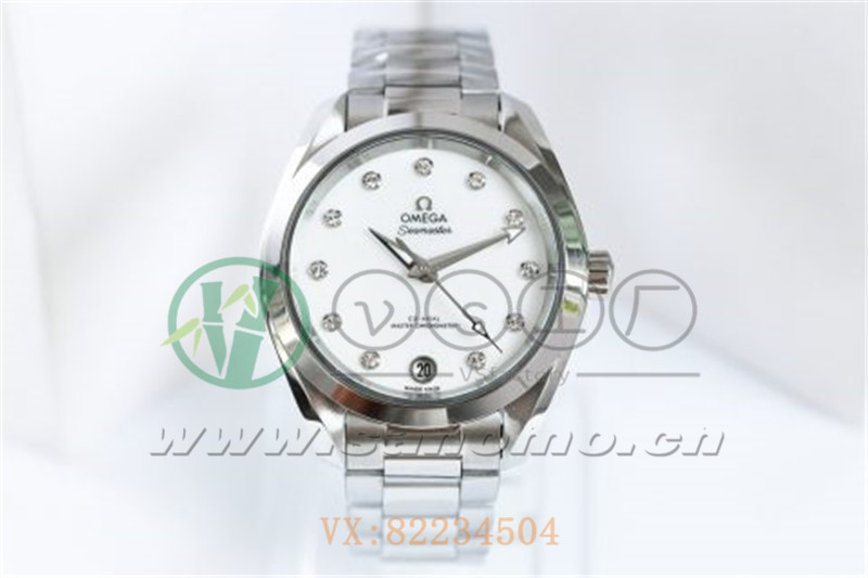 VS廠歐米茄海馬150女士腕表珍珠白貝盤產品展示