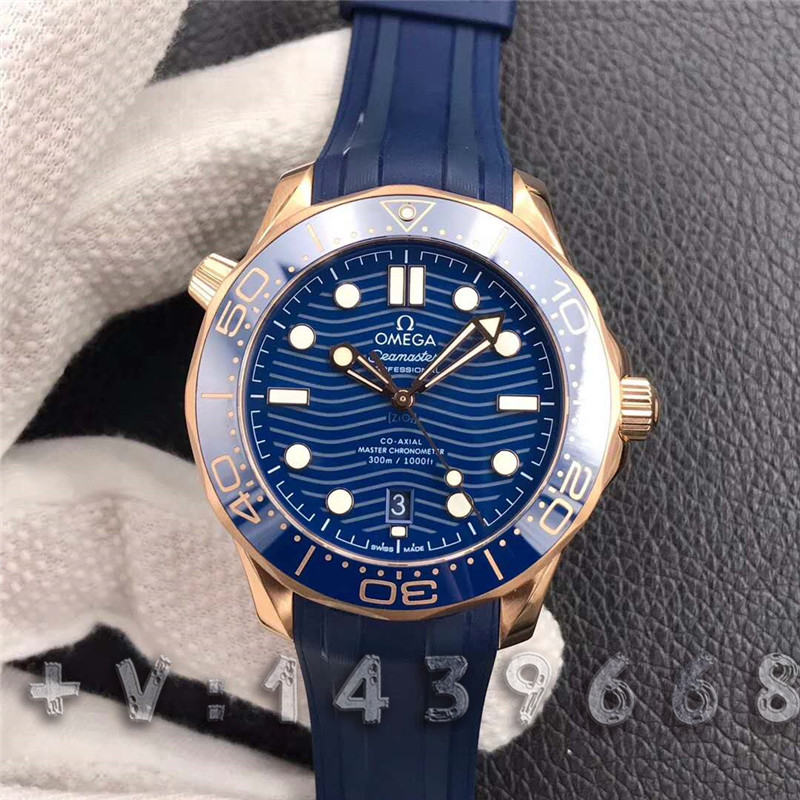 VS廠歐米茄海馬300尊享版全玫瑰金藍盤深度細節評測