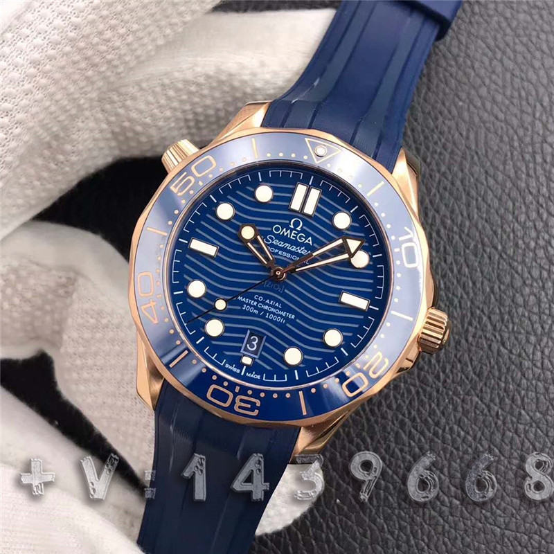 VS廠歐米茄海馬300尊享版全玫瑰金藍盤深度細節評測