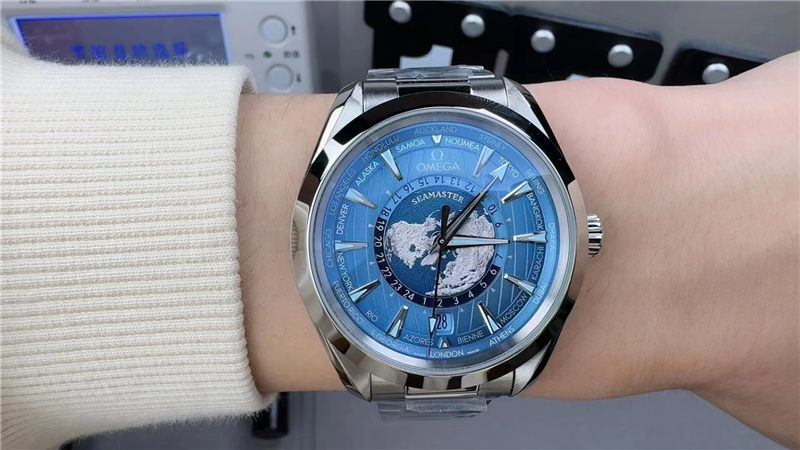 VS廠歐米茄海馬150世界時冰藍盤還原度高嗎？